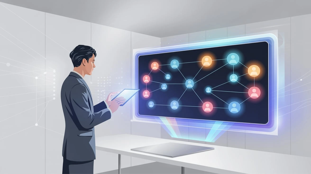 Illustration d’un chercheur analysant un graphe biparti pondéré avec NetworkX pour mesurer la similarité structurelle entre profils utilisateurs.